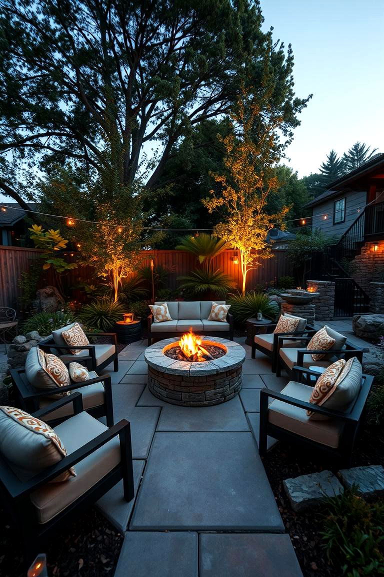 Inviting Garden Lounge with Fire Pit - 24 Large Backyard Ideas