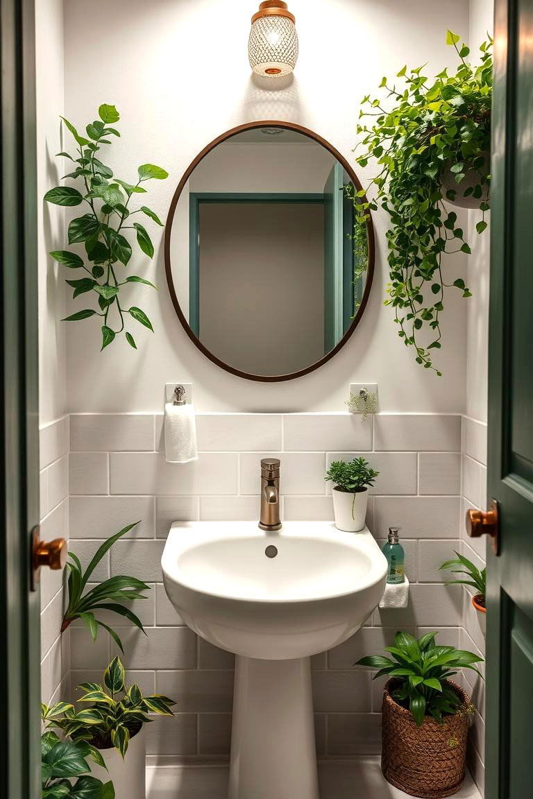 Inviting Greenery and Nature - 24 Small Powder Room Ideas