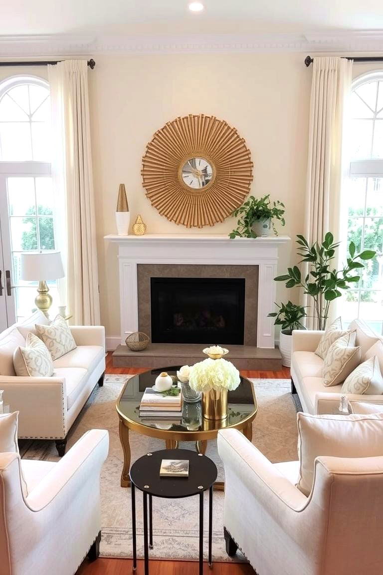 Inviting Harmony with Cream and Gold Elements - 24 Cream and Gold Living Room Ideas