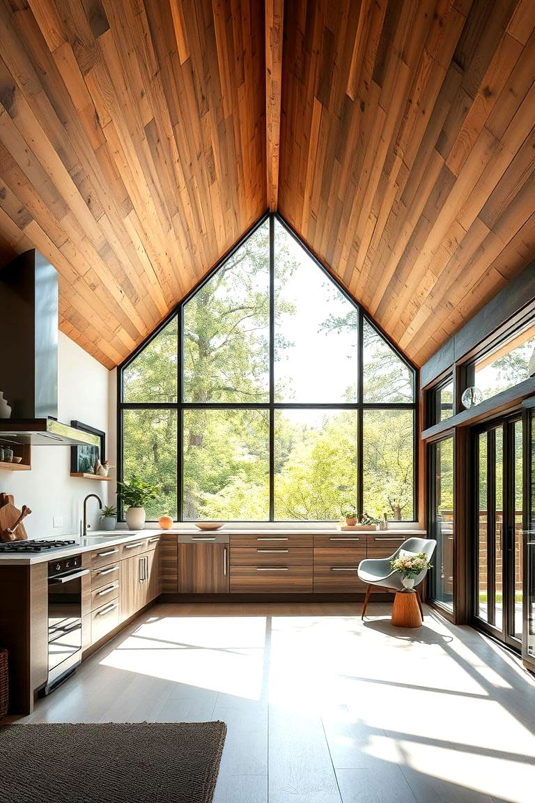 Inviting Indoor Outdoor Flow Design - 24 Sloped Ceiling Kitchen Ideas