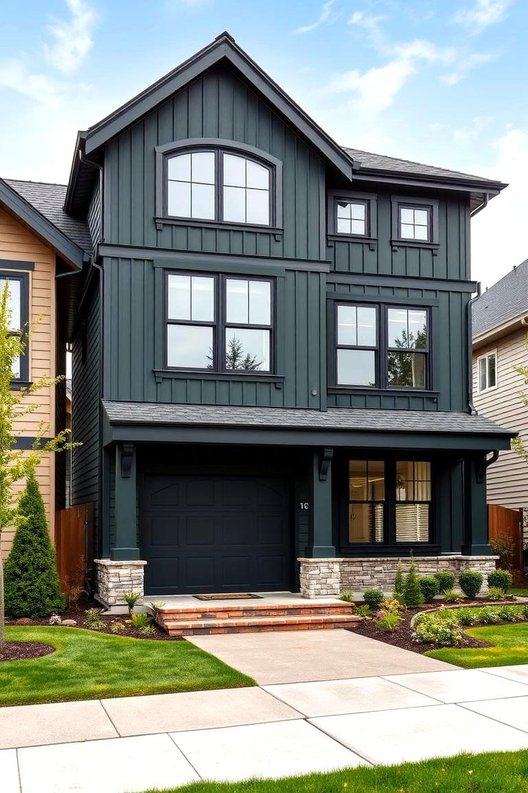 Inviting Neighborhood Gem - 24 Dark Olive Green House With Black Trim
