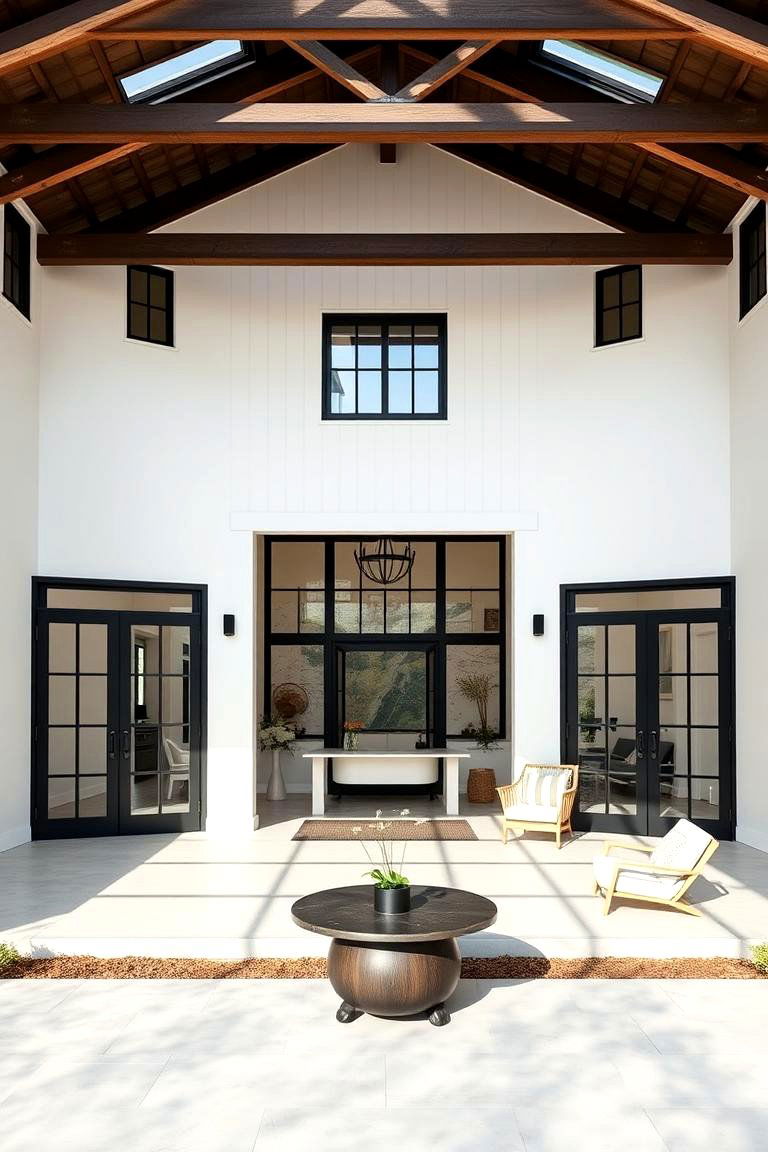 Inviting Open Spaces - 24 White Farmhouse With Black Windows Ideas