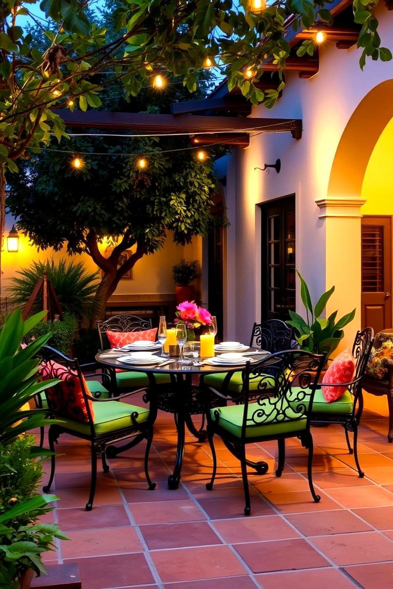 Inviting Outdoor Dining Area - 24 front yard spanish style landscaping ideas