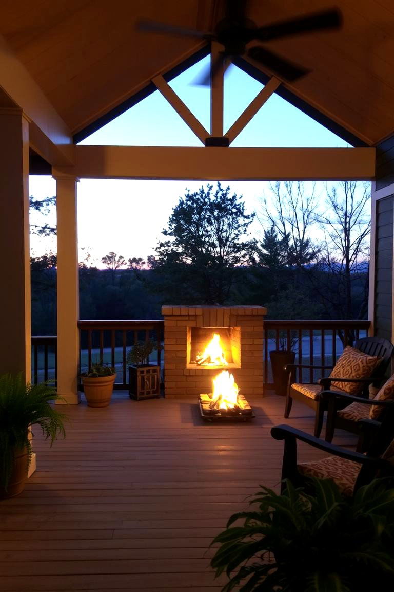 Inviting Outdoor Fireplace - 24 Raised Ranch Front Porch Ideas