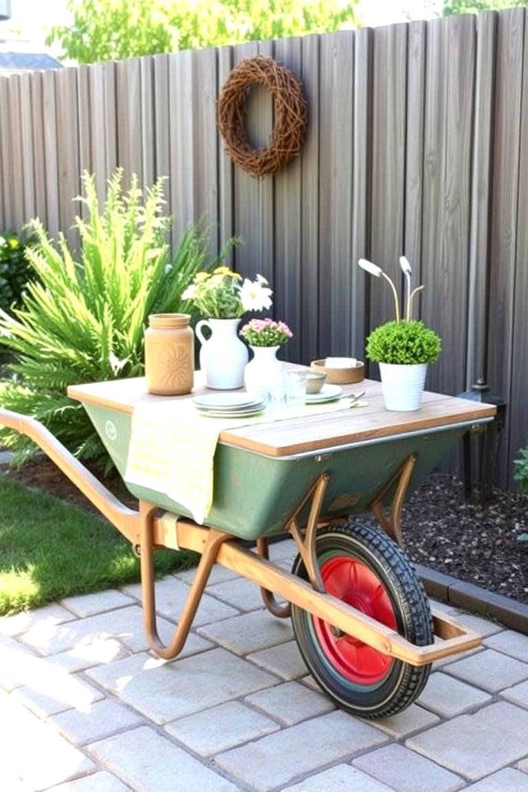 Inviting Picnic Station - 24 Old Wheelbarrow Ideas