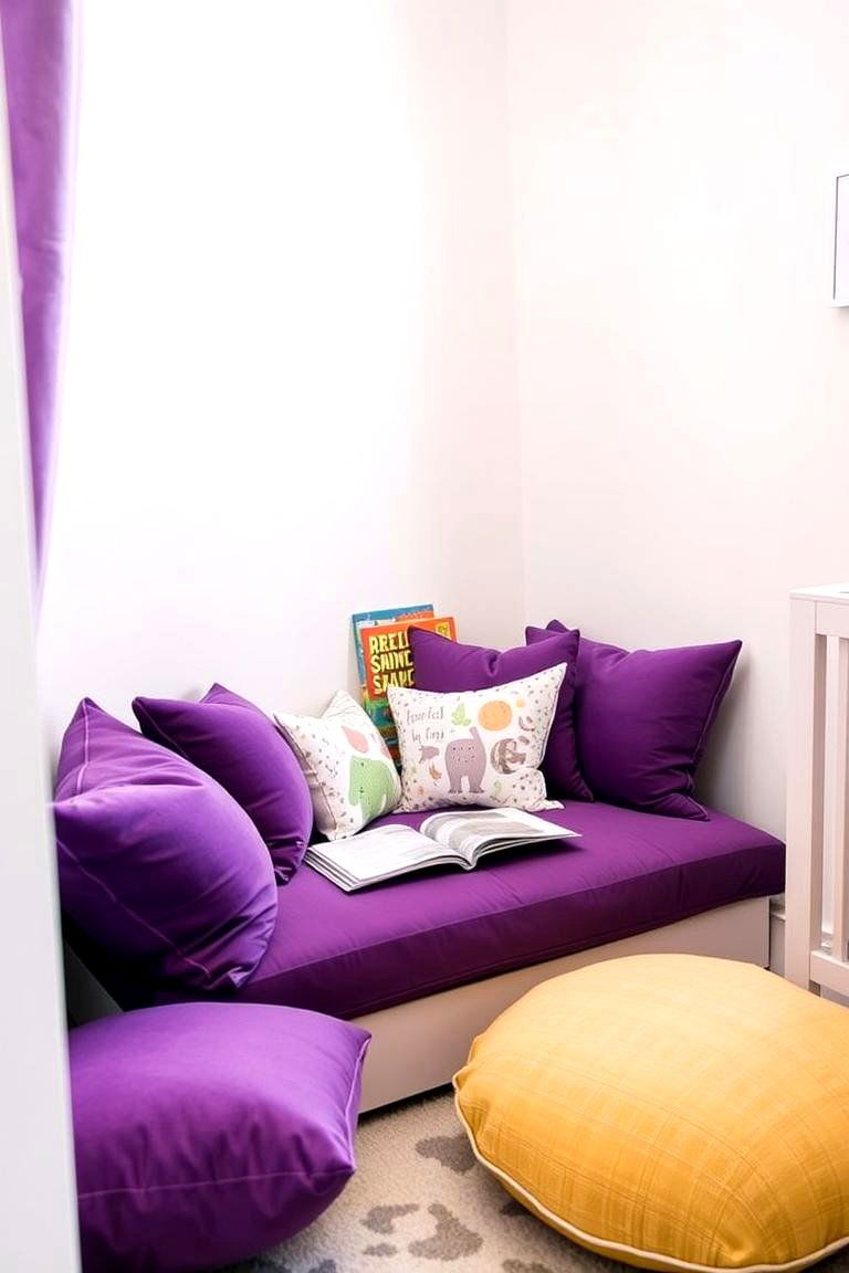Inviting Purple Reading Nook - 24 Purple Nursery Ideas