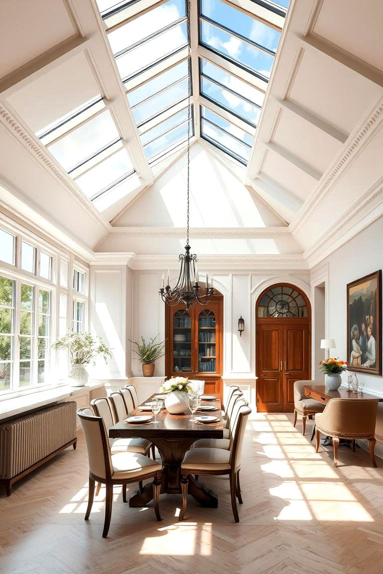 Inviting Skylight Installation - 24 Dining Room Ceiling Ideas