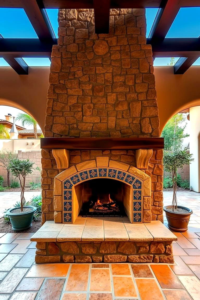 Inviting Spanish Courtyard Fireplace - 24 Spanish Style Fireplace Ideas