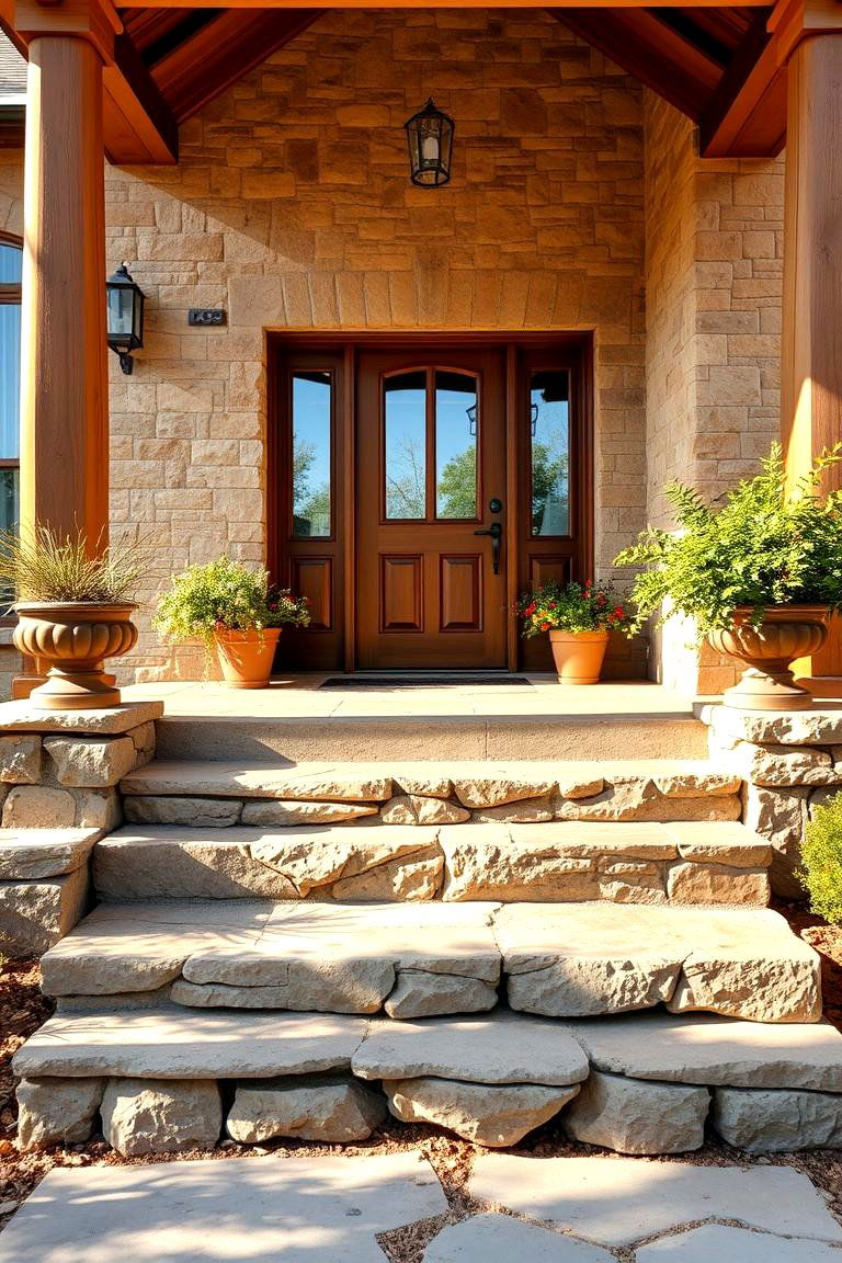 Inviting Stone Front Porch - 24 Stone Exterior Home Ideas