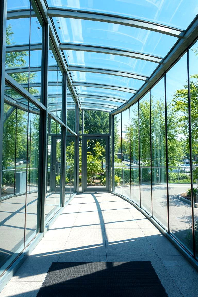 Inviting Sunlit Glass Walkway - 24 Covered Walkway Ideas