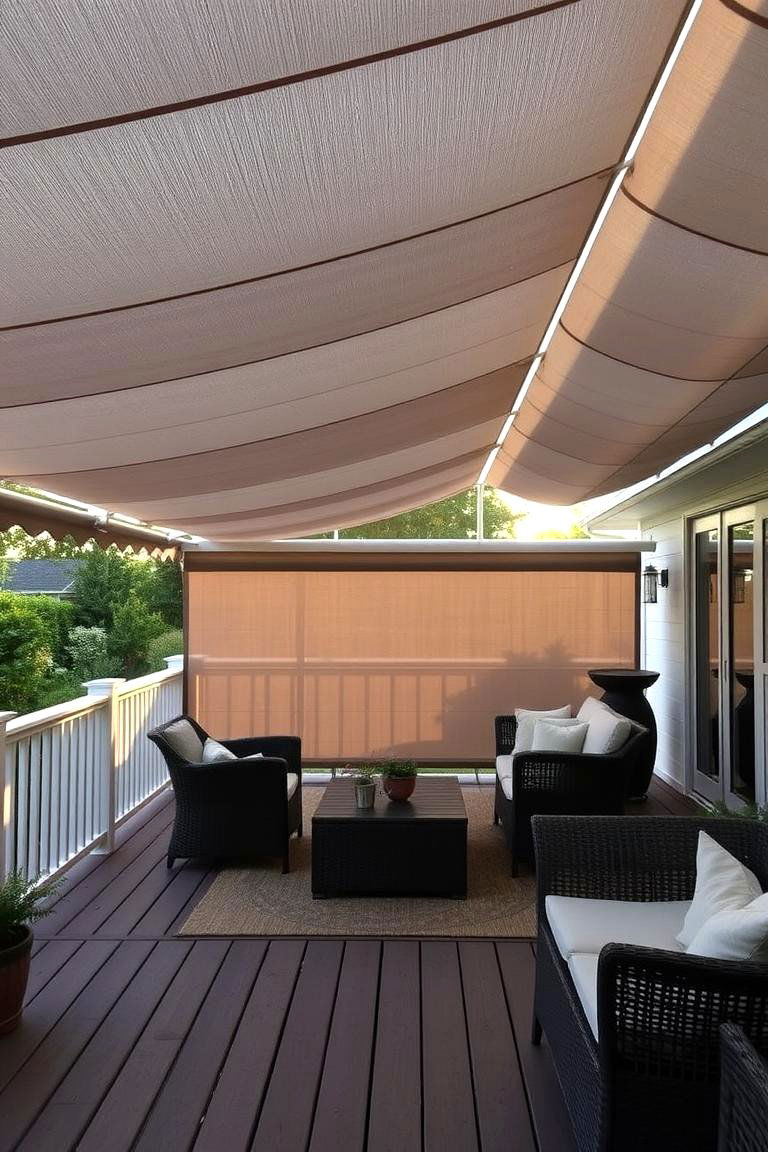 Inviting Sunshade Covered Deck - 24 Covered Deck Ideas