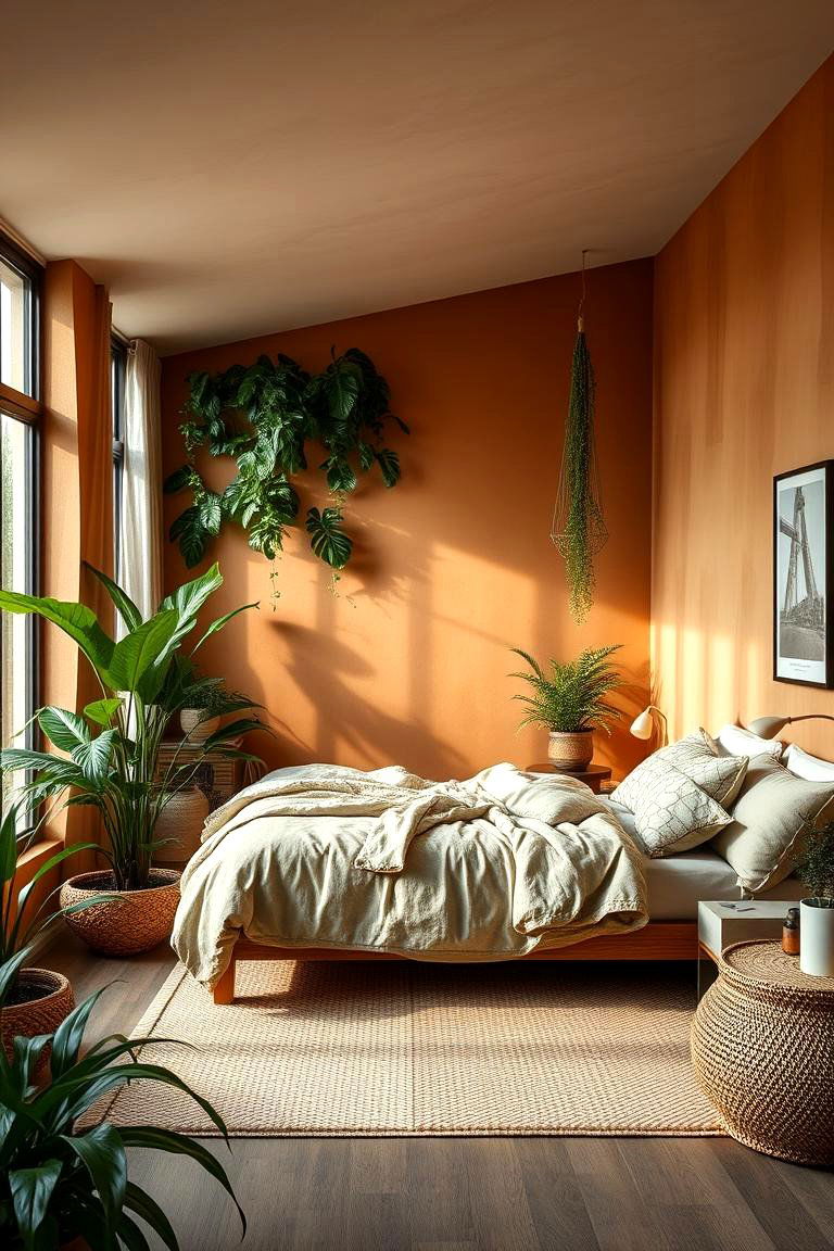 Inviting Tan with Greenery - 24 Tan Bedroom Ideas