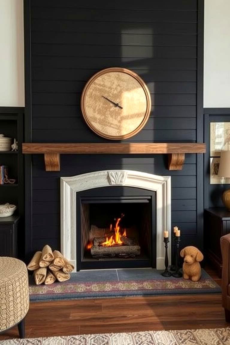 Inviting Warmth and Depth - 24 Black Shiplap Fireplace Ideas