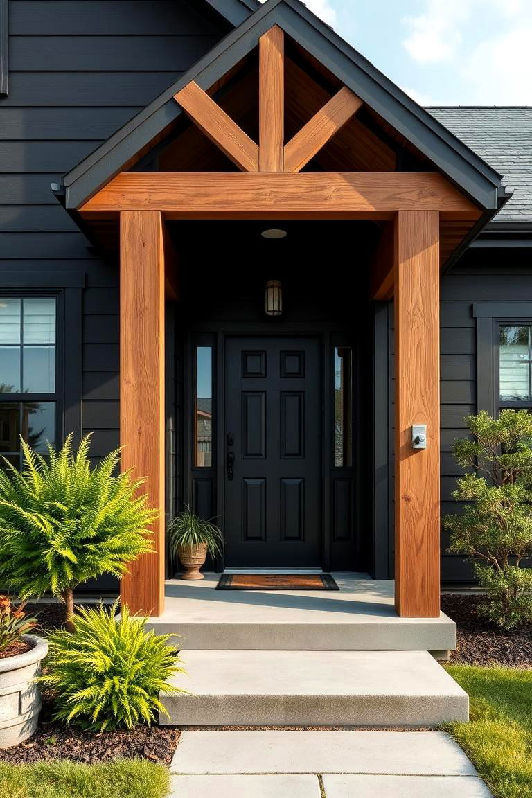 Inviting Warmth with Wood Features - 24 Black House With Wood Accents