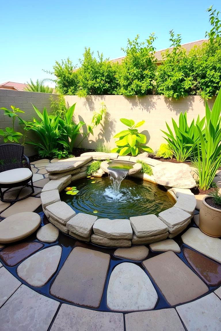 Inviting Water Feature Oasis - 24 Semi Circle Patio Ideas and Inspiration