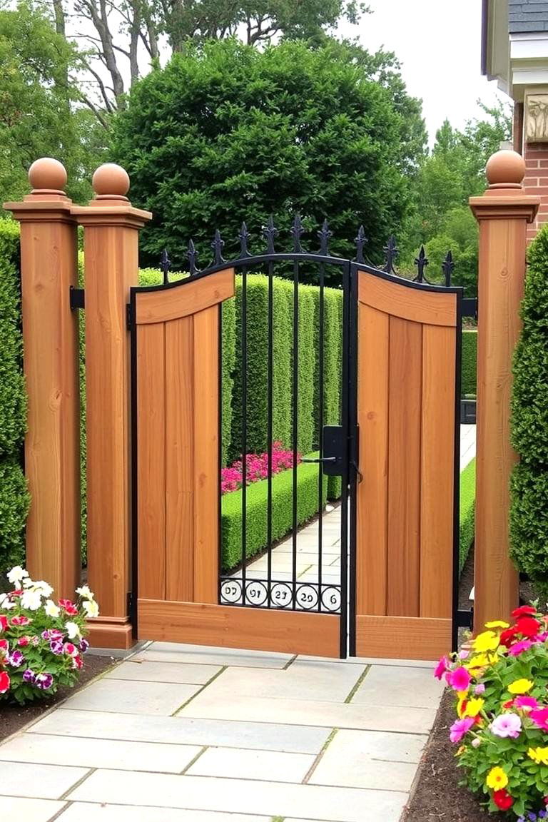 Iron and Wood Combo Gates - 24 Front Door Gate Ideas
