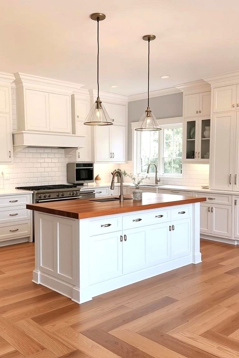 Island Integration with Light Wood - 24 Light Wood Floor Kitchen Ideas