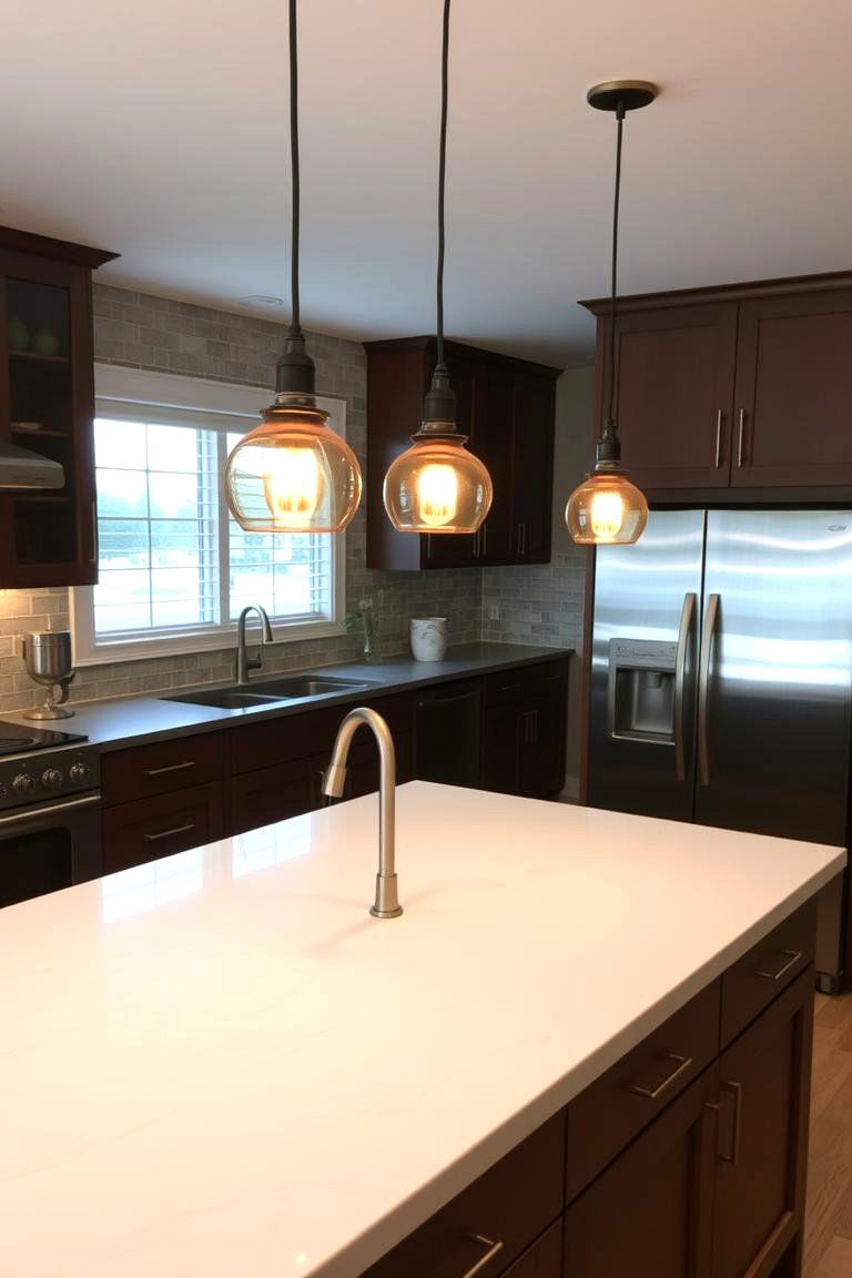 Island Pendants with Unique Glass Shades - 24 Kitchen Island Lighting Ideas