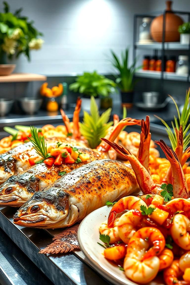 Island Seafood Masterpieces - 24 Tropical Kitchen Ideas