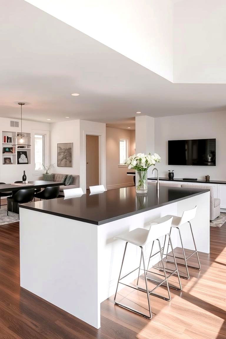 Island as a Central Hub - 24 Open Kitchen Living Room Ideas