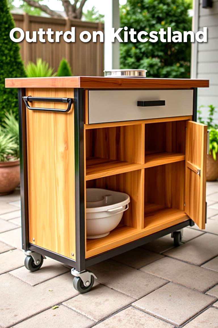 Island on Wheels with Locking Brakes - 24 Outdoor Kitchen Island Ideas