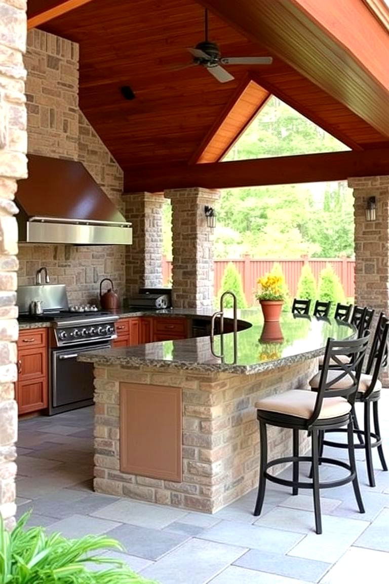Island with Bar Seating - 24 Outdoor Kitchen Island Ideas
