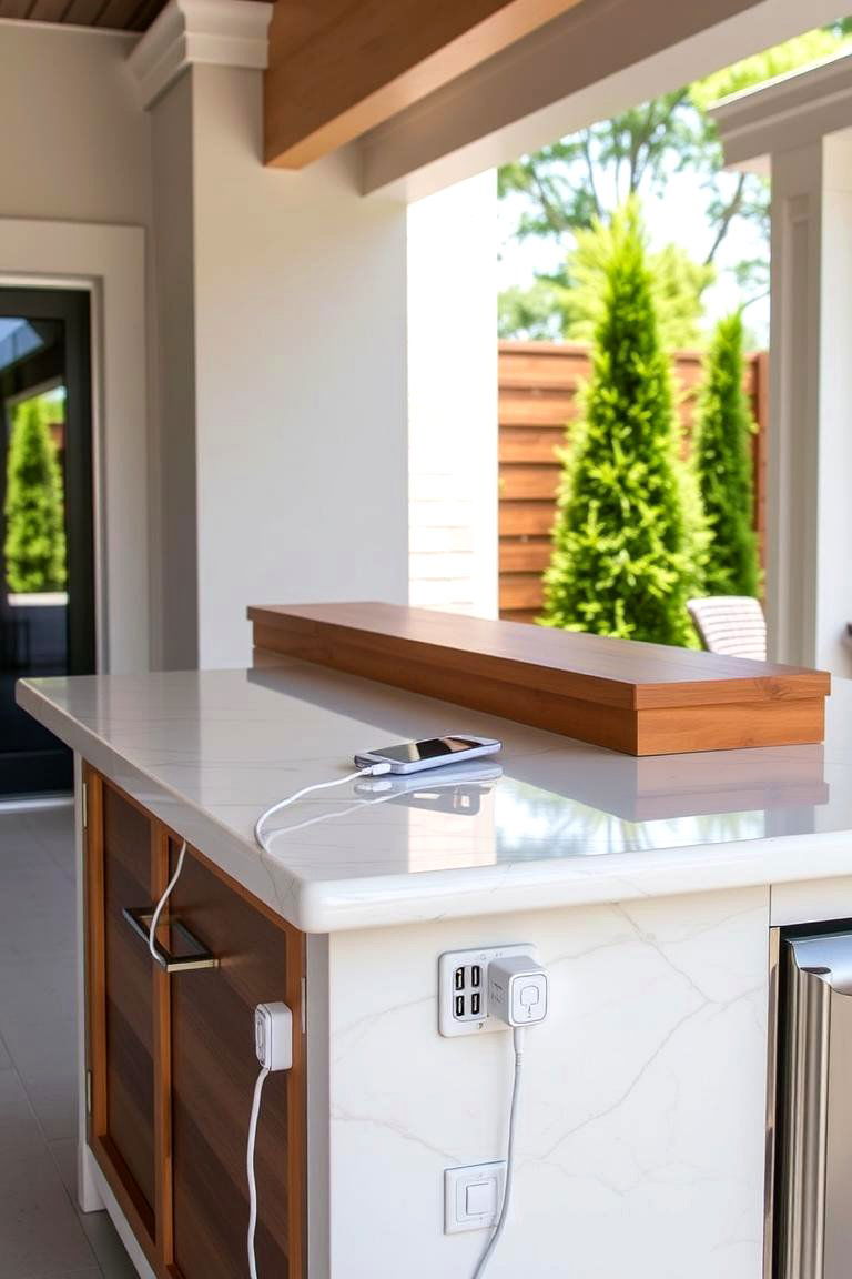 Island with Charging Ports - 24 Outdoor Kitchen Island Ideas