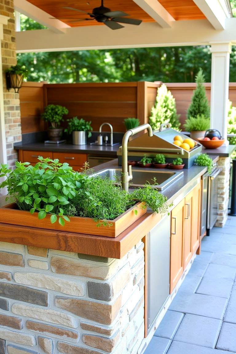 Island with Herb Garden Integration - 24 Outdoor Kitchen Island Ideas