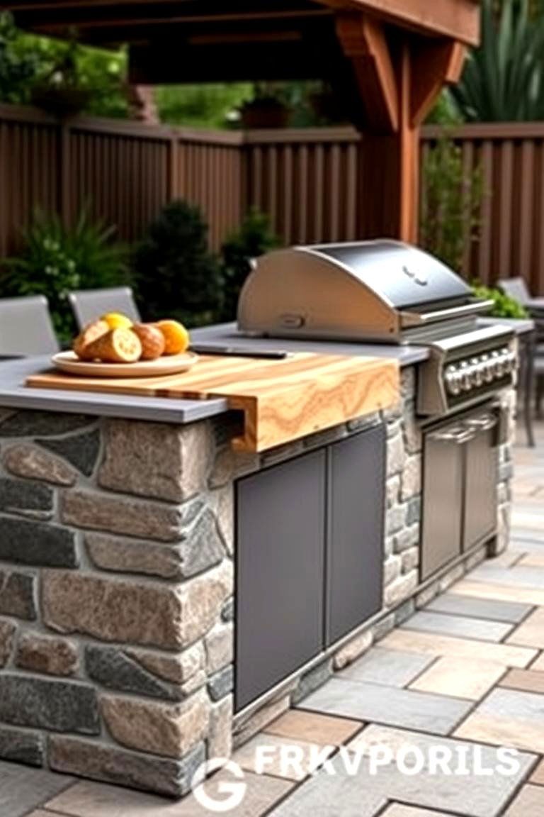 Island with Prep Station and Cutting Board - 24 Outdoor Kitchen Island Ideas