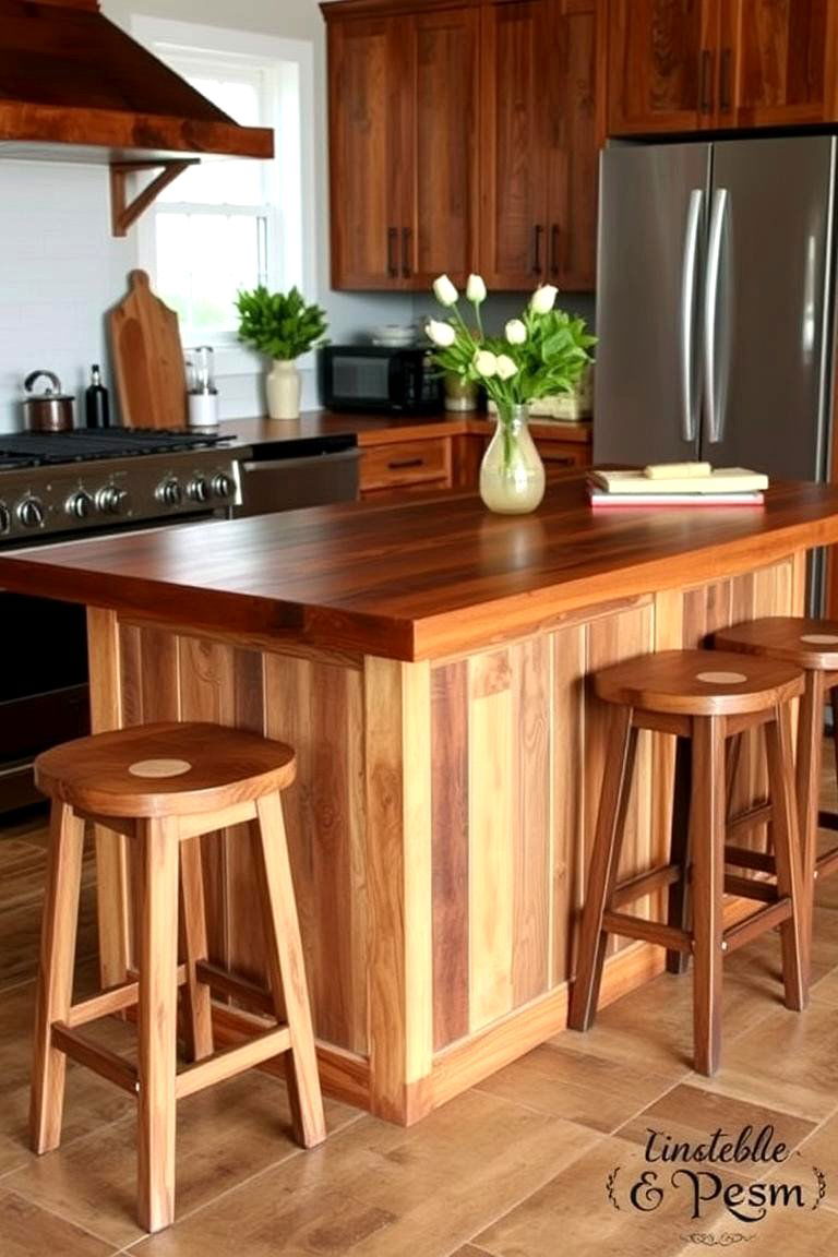 Island with Reclaimed Wood Accents and Seating - 24 Kitchen Island Ideas With Seating