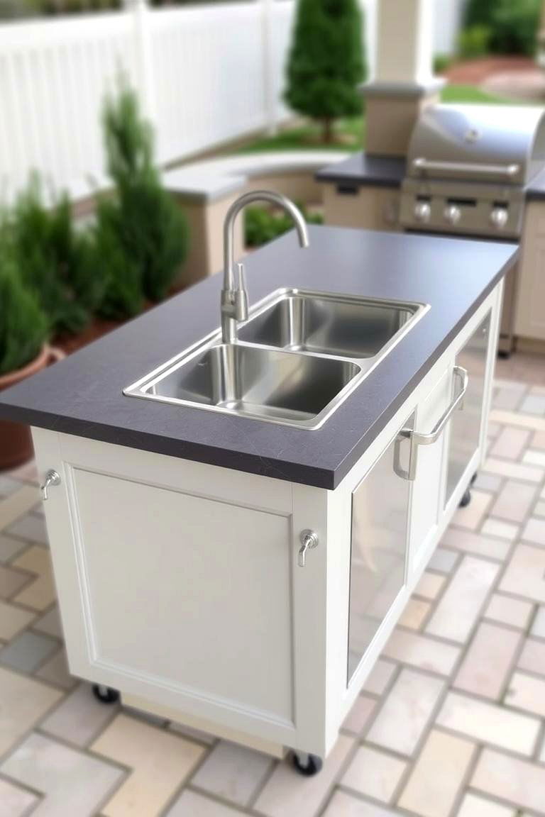 Island with Sink and Faucet - 24 Outdoor Kitchen Island Ideas