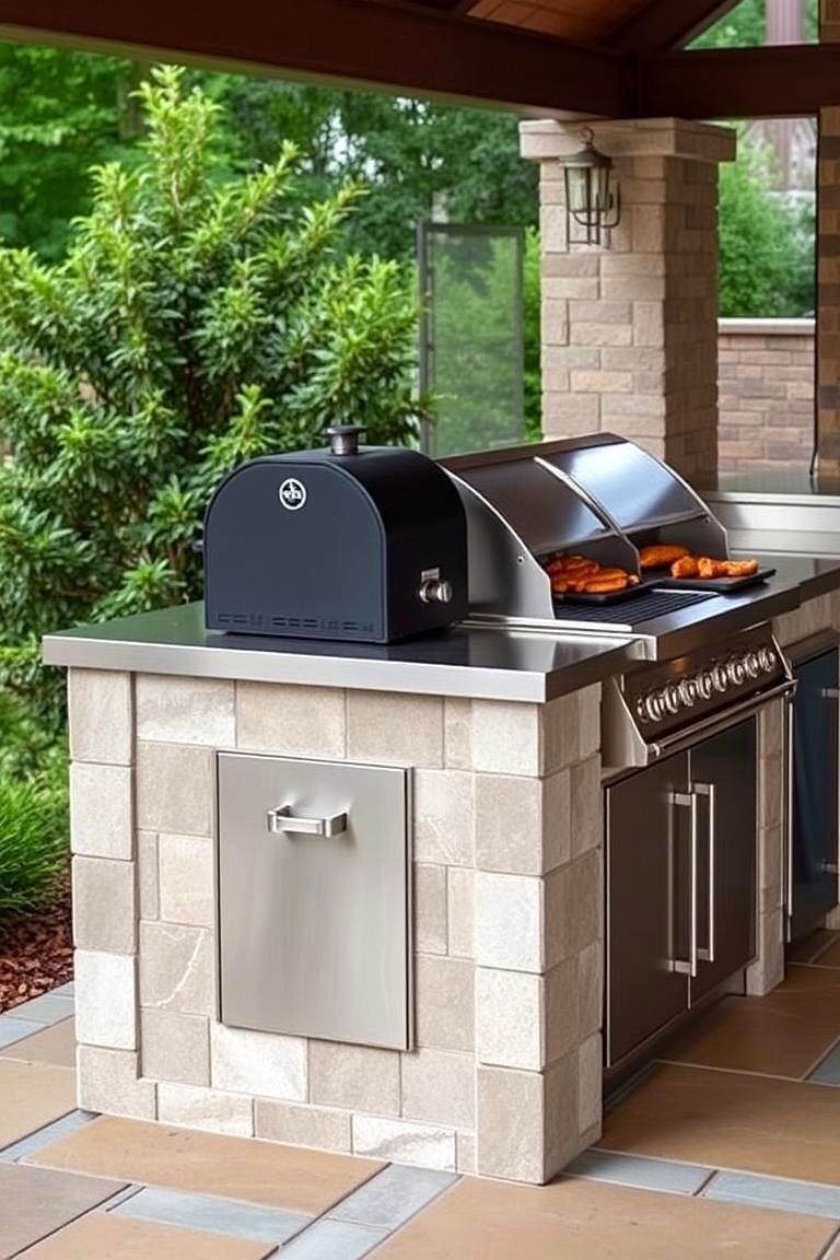 Island with Smoker Integration - 24 Outdoor Kitchen Island Ideas