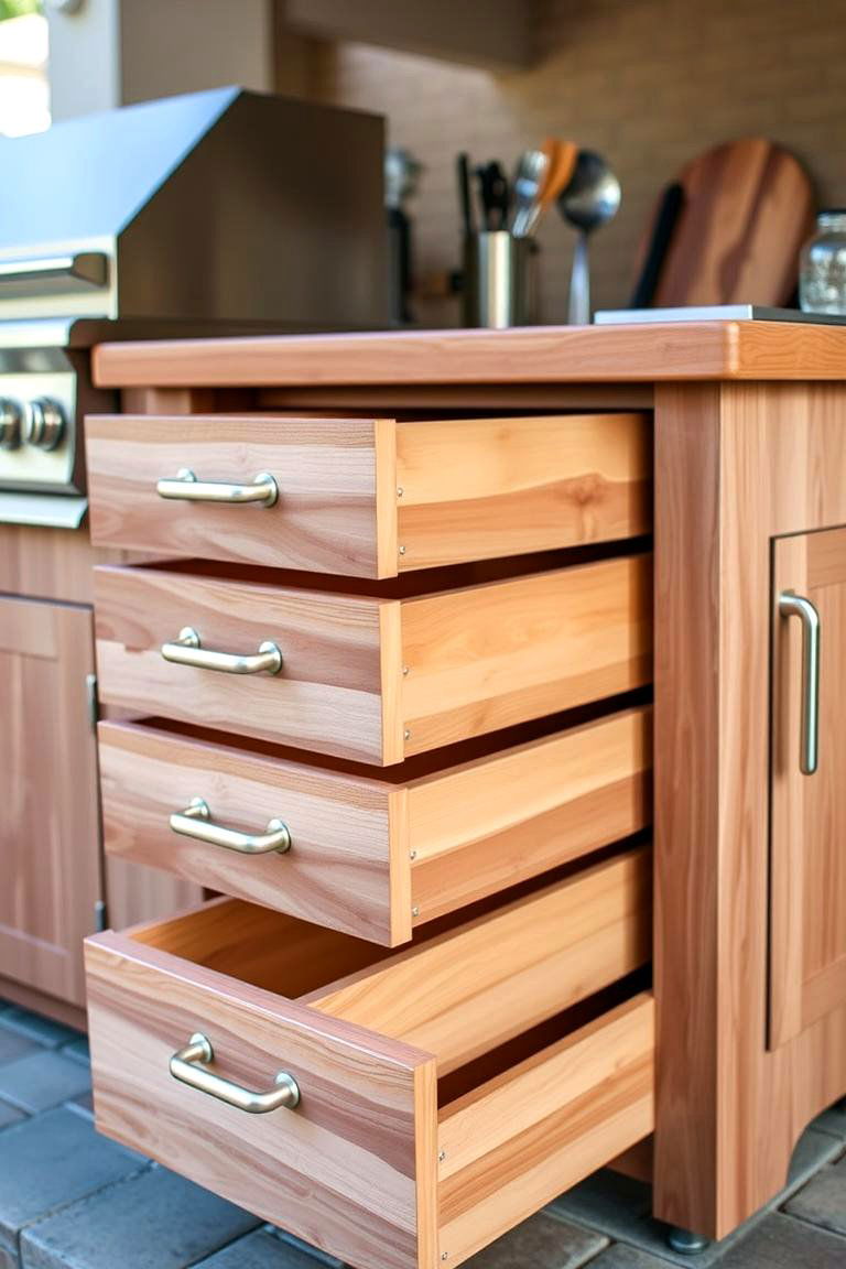 Island with Storage Drawers - 24 Outdoor Kitchen Island Ideas