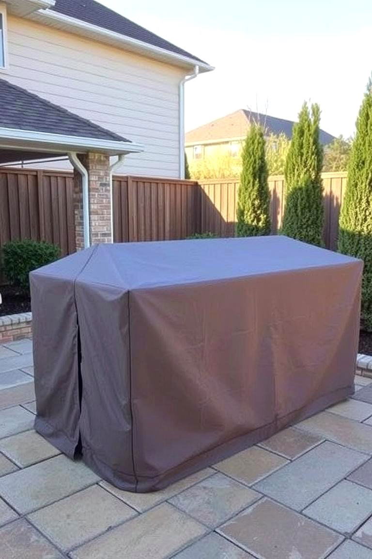 Island with Weatherproof Cover - 24 Outdoor Kitchen Island Ideas
