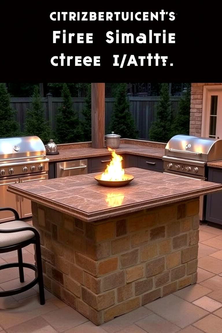 Island with a Fire Pit Feature - 24 Outdoor Kitchen Island Ideas
