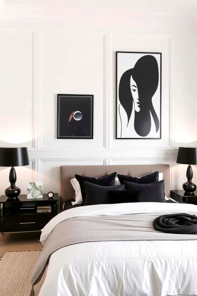 Ivory Walls with Black Accents - 24 Neutral Bedroom Ideas