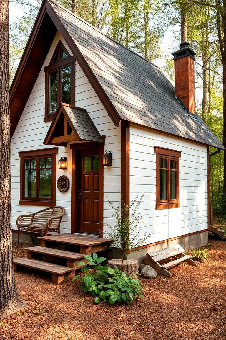 Ivory and Brown - 24 Exterior Garage Lighting Ideas