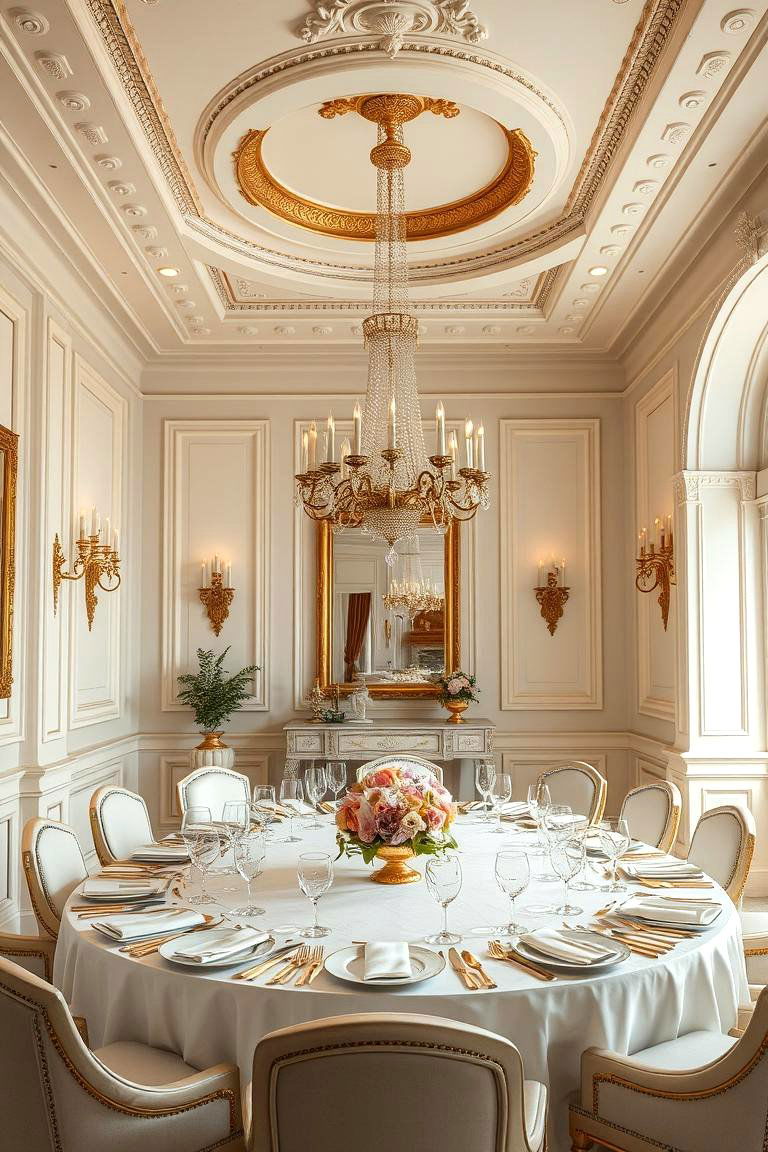 Ivory with Touches of Gold for a Luxurious Feel - 24 Neutral Dining Room Ideas