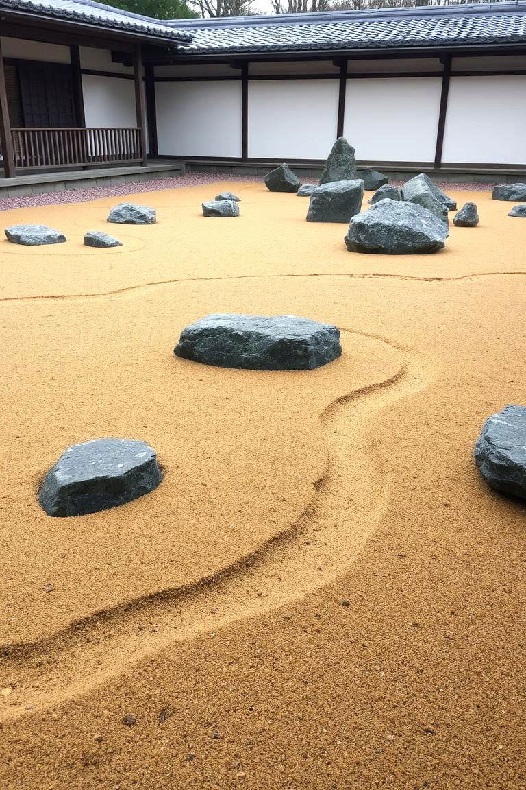 Japanese Garden with Sand and Stones - 24 Asian Landscaping Ideas