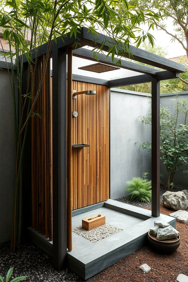 Japanese Minimalist Outdoor Shower - 24 Outdoor Shower Ideas