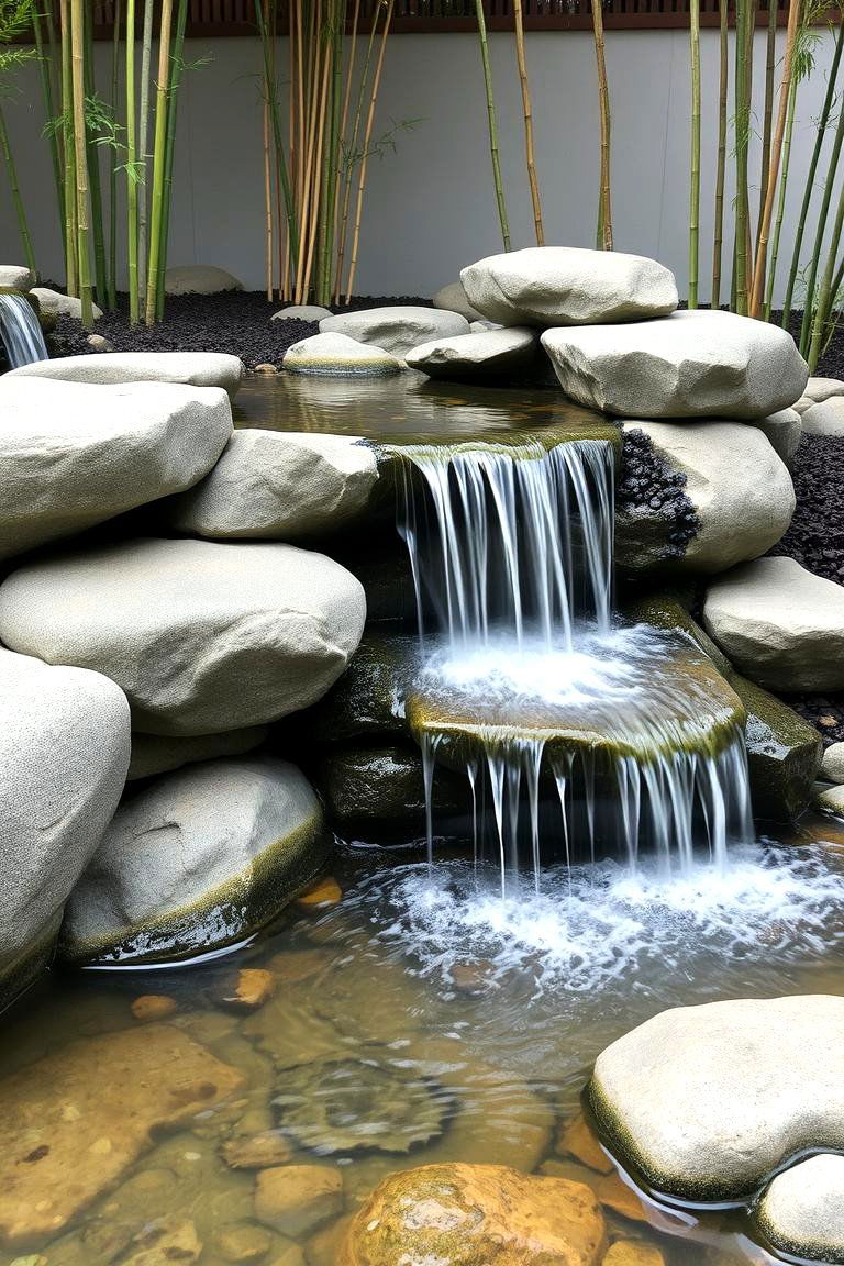 Japanese Zen Waterfall - 24 Backyard Waterfall Ideas