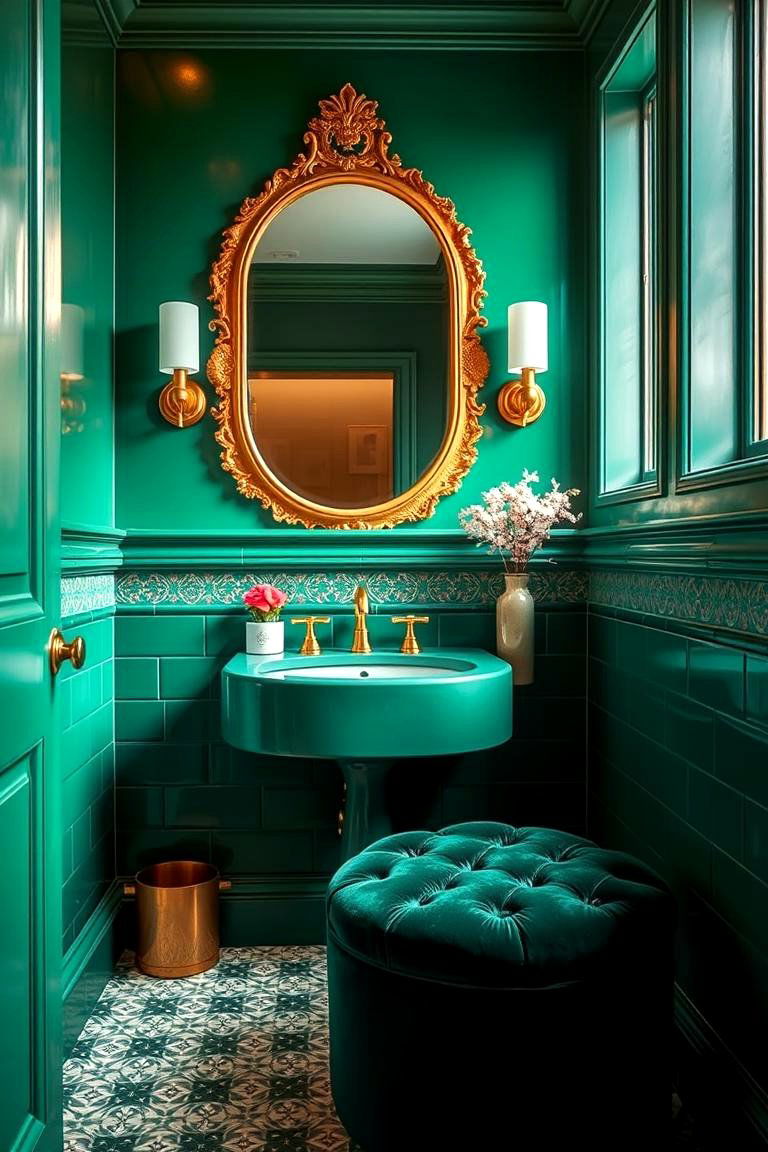 Jewel Toned Indulgence - 24 Maximalist Bathroom Design Ideas
