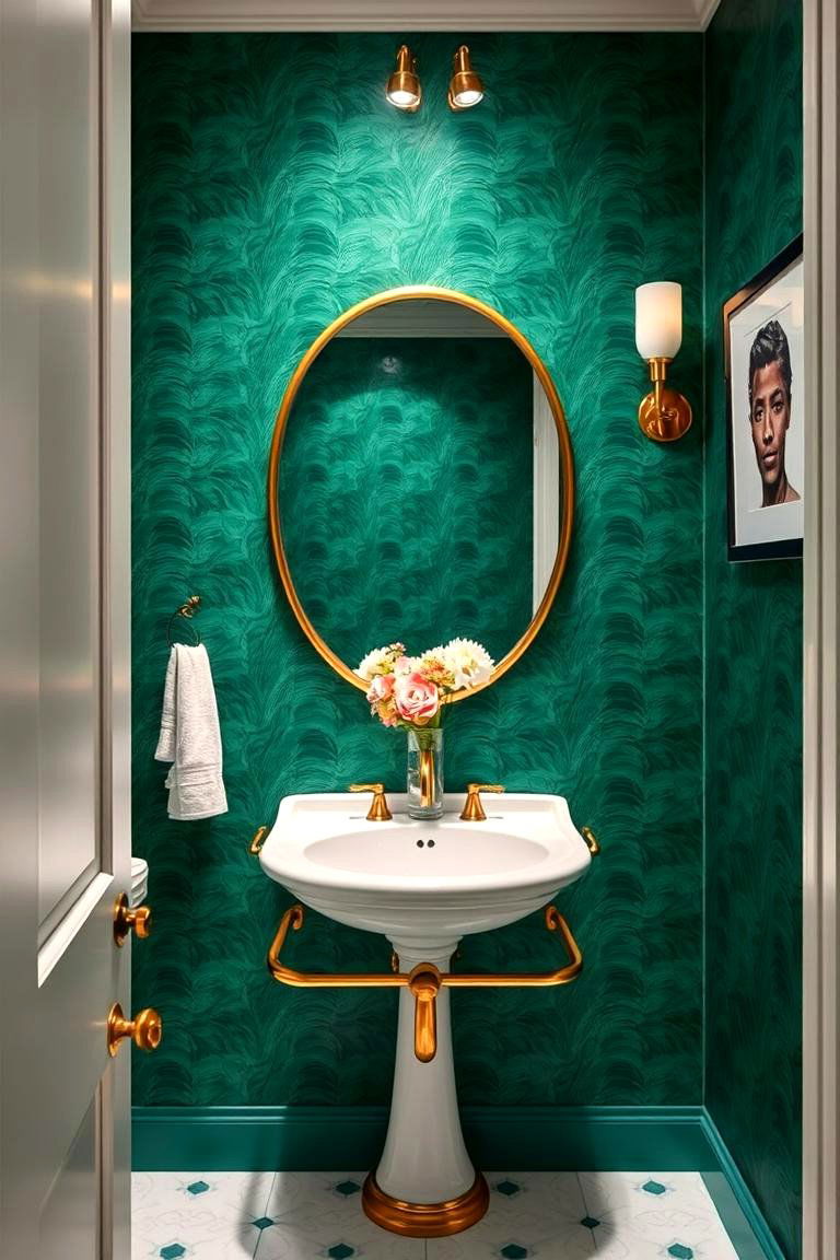Jewel Toned Opulence - 24 Powder Room Wallpaper Ideas