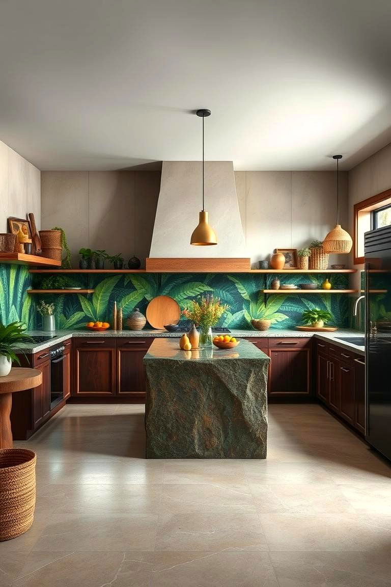 Jungle Green Fusion - 24 Kitchen With Green Backsplash Ideas
