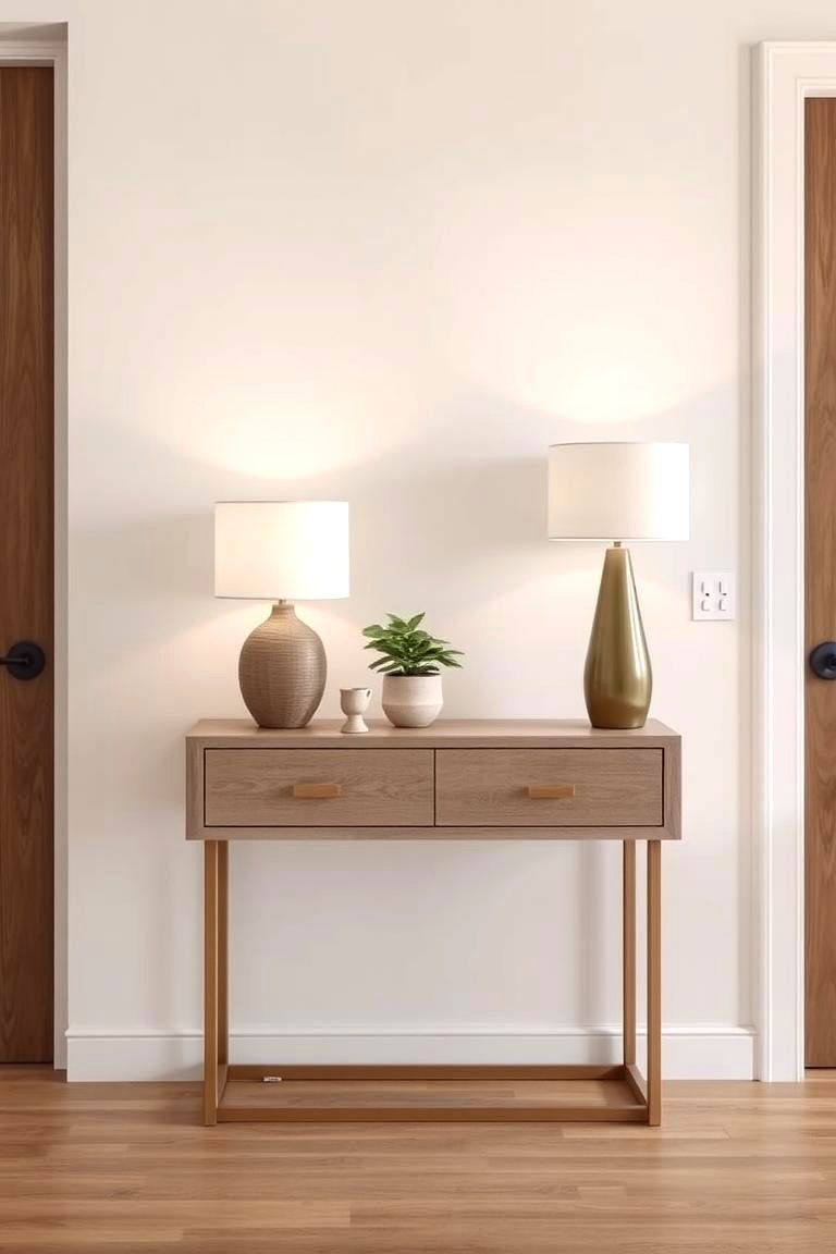 Keep It Simple with Clean Lines and Neutral Tones - 24 Entry Table Decor Ideas