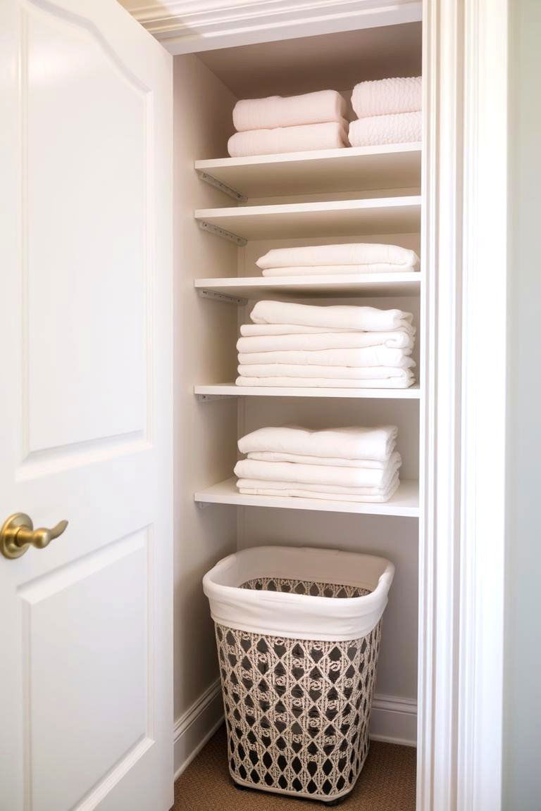 Keep a Laundry Hamper Nearby - 24 Linen Closet Organization Ideas