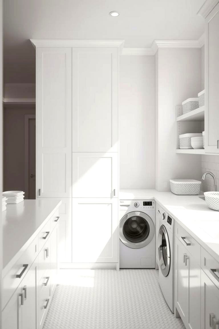 Keep it Minimalist and Decluttered - 24 White Laundry Room Ideas