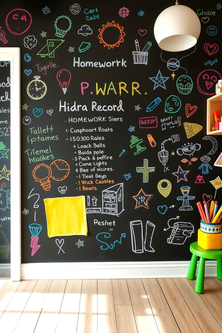 Kids Homework and Art Chalkboard Wall - 24 Chalkboard Wall Ideas