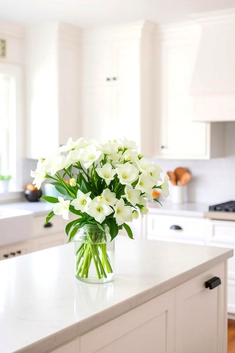 Kitchen Island with Seating - 24 White Farmhouse Kitchen Ideas