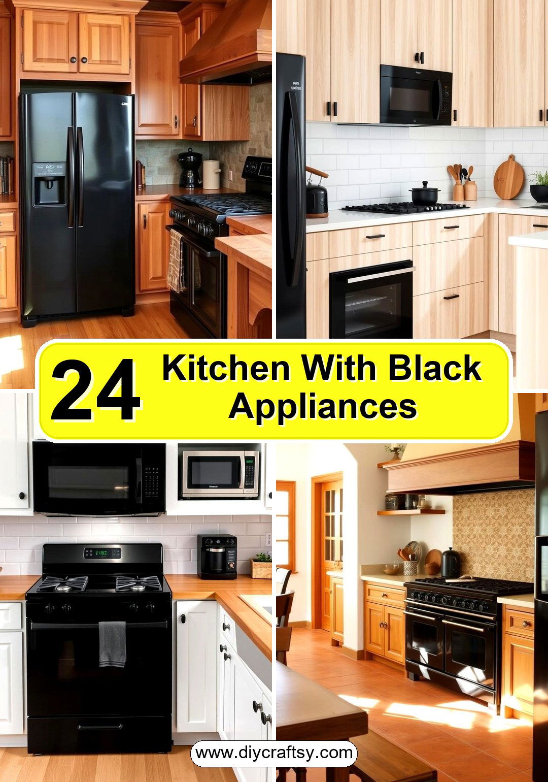 Kitchen With Black Appliances